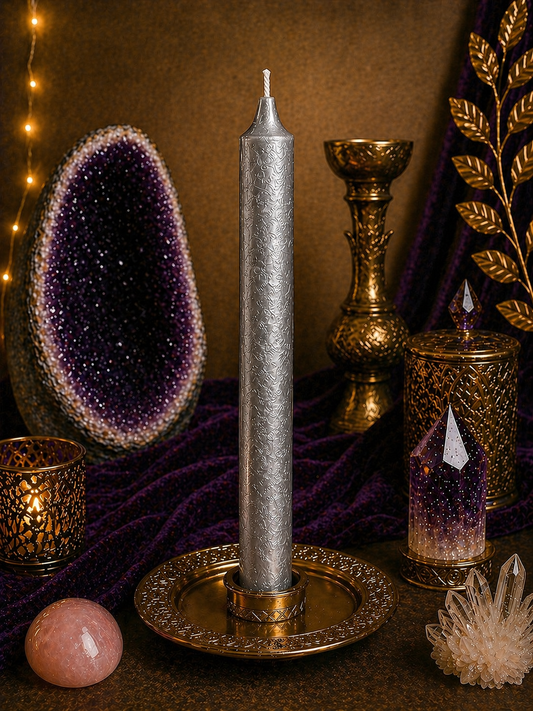 Bougie argent  – Opportunités & Intuition  ✨